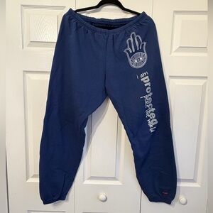Peace Love World Jogger Sweatpants Womens Navy I Am Protected Lounge SZ LG RARE